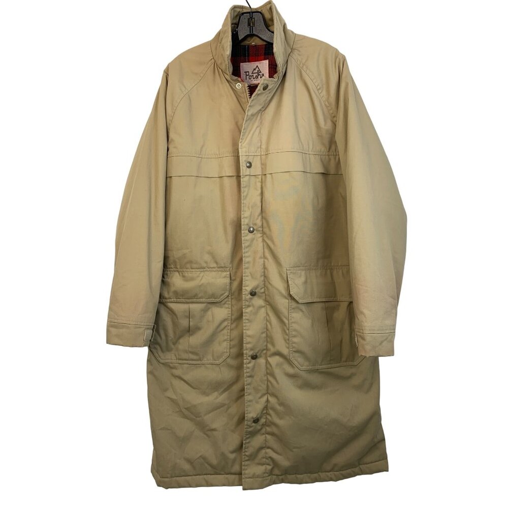 Mens Unisex VTG Porsha by Winer Full Length Winter Coat Utility Khaki Sz M 7026